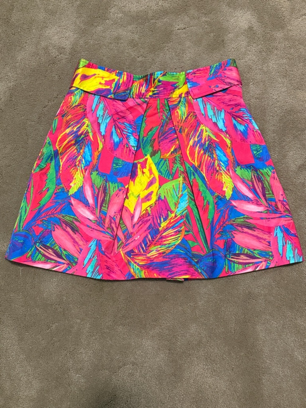 Milly Neon Tropical Spring Summer Print Mini Skirt Sz 12
